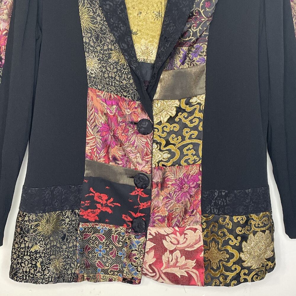 VTG Patchwork Tapestry Boho Jacket M Baroque Broc… - image 6